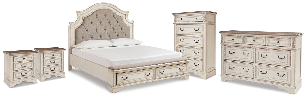 Best Deals Furniture - Ashley Furniture - Realyn King Storage Bed, Dresser, Chest and 2 Nightstands - King Storage Bed, Dresser, Chest and 2 Nightstands - B743B69