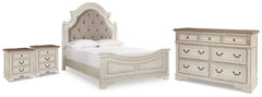 Best Deals Furniture - Ashley Furniture - Realyn Queen Upholstered Panel Bed, Dresser and 2 Nightstands - Queen Upholstered Panel Bed, Dresser and 2 Nightstands - B743B67