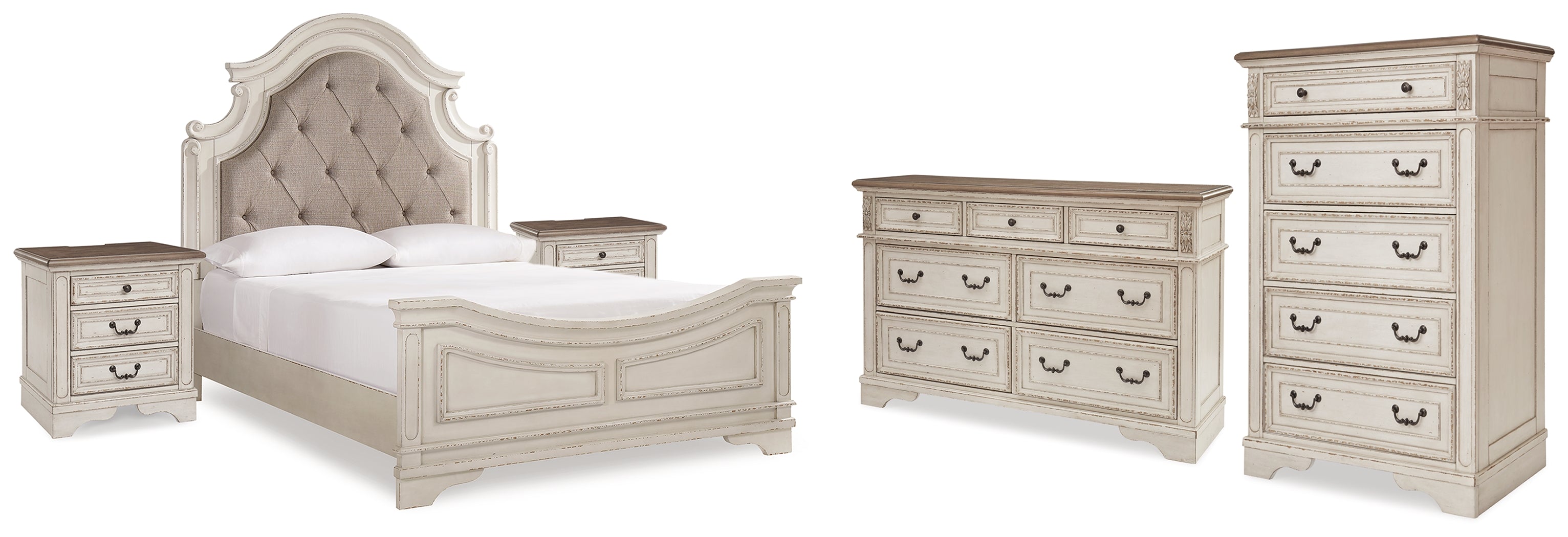 Best Deals Furniture - Ashley Furniture - Realyn Queen Panel Bed, Dresser, Chest and 2 Nightstands - Queen Panel Bed, Dresser, Chest and 2 Nightstands - B743B45