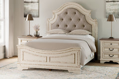 Best Deals Furniture - Ashley Furniture - Realyn Queen Upholstered Panel Bed and 2 Nightstands - Queen Upholstered Panel Bed and 2 Nightstands - B743B55