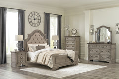 Best Deals Furniture - Ashley Furniture - Lodenbay Queen Upholstered Panel Bed, Dresser, Mirror, Chest and Nightstand - Queen Upholstered Panel Bed, Dresser, Mirror, Chest and Nightstand / Antique Gray - B751B9