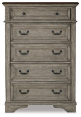 Lodenbay King Upholstered Panel Bed, Dresser, Mirror, Chest and Nightstand