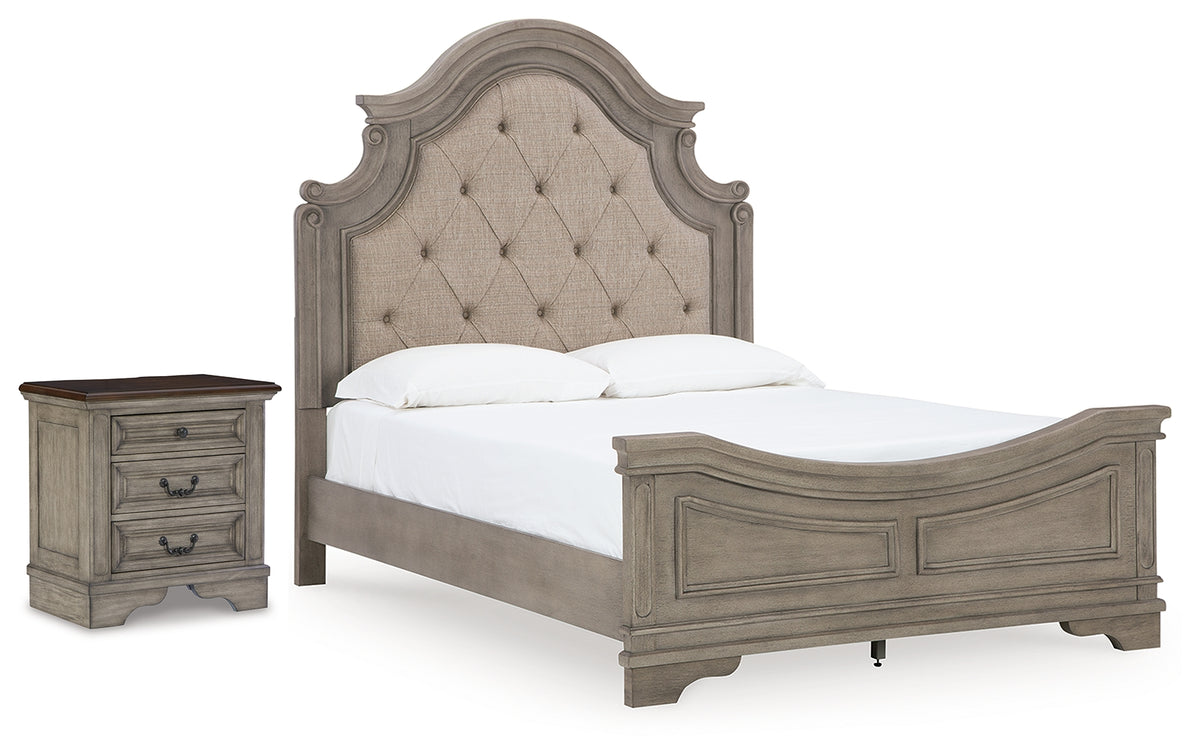 Best Deals Furniture - Ashley Furniture - Lodenbay Queen Panel Bed and Nightstand - Queen Panel Bed and Nightstand / Antique Gray/Brown - B751B12