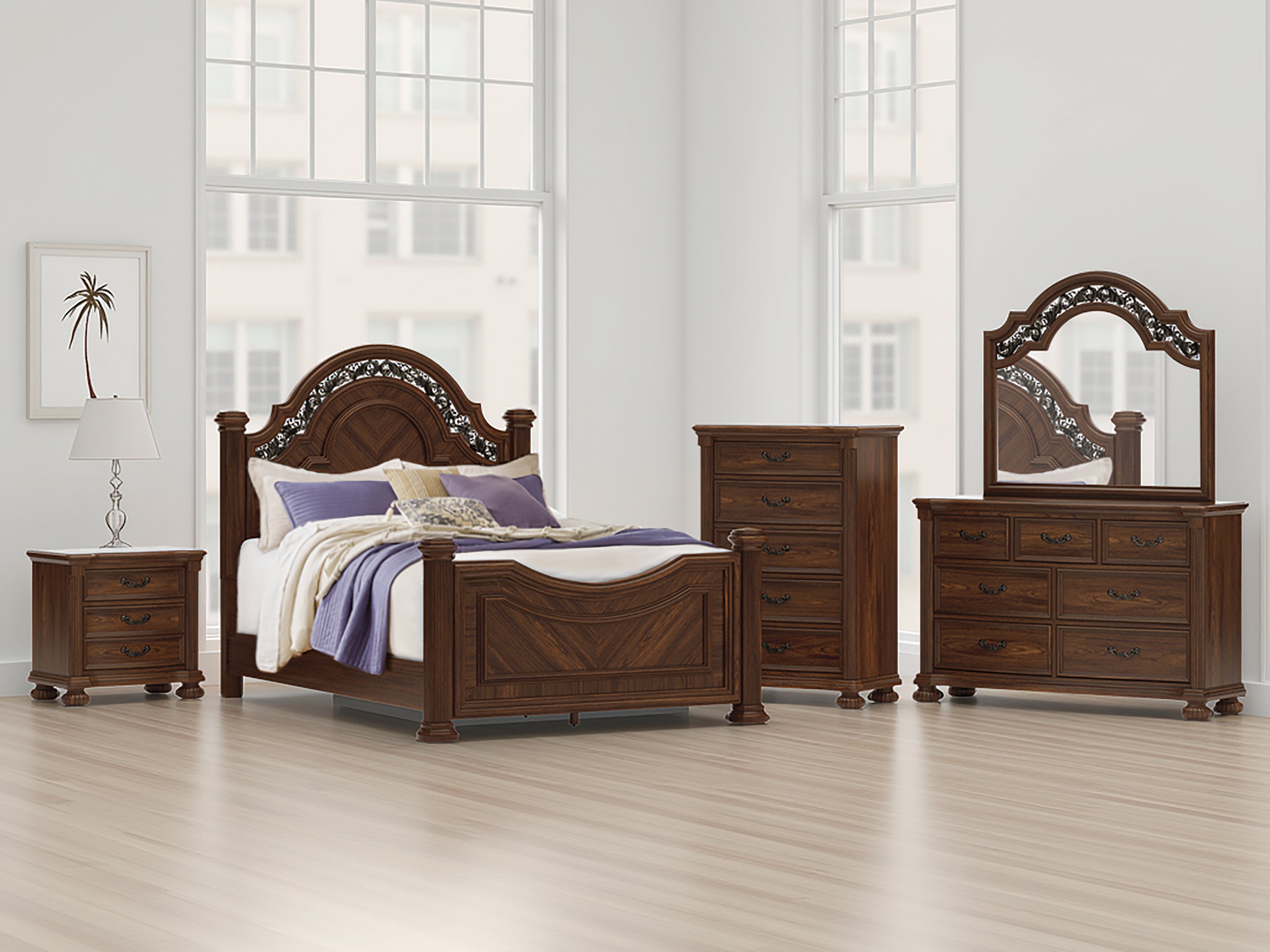 Best Deals Furniture - Ashley Furniture - Lavinton Queen Poster Bed - Queen Poster Bed / Brown - B764B5