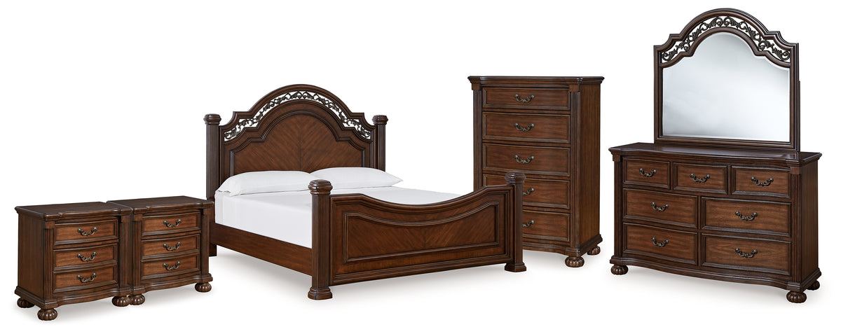 Best Deals Furniture - Ashley Furniture - Lavinton Queen Poster Bed, Dresser, Mirror, Chest and 2 Nightstands - Queen Poster Bed, Dresser, Mirror, Chest and 2 Nightstands - B764B18