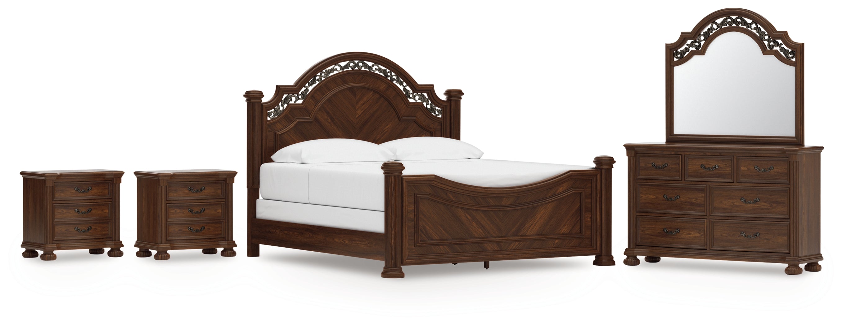 Best Deals Furniture - Ashley Furniture - Lavinton King Poster Bed, Dresser, Mirror and 2 Nightstands - King Poster Bed, Dresser, Mirror and 2 Nightstands - B764B19