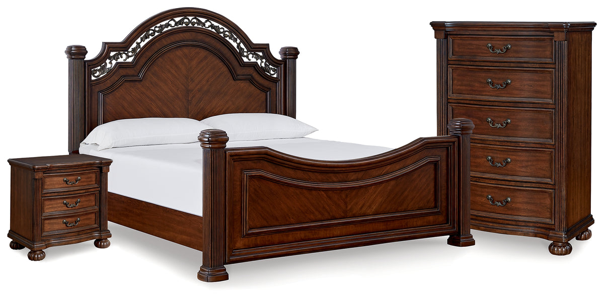 Best Deals Furniture - Ashley Furniture - Lavinton Queen Poster Bed, Chest and Nightstand - Queen Poster Bed, Chest and Nightstand - B764B15