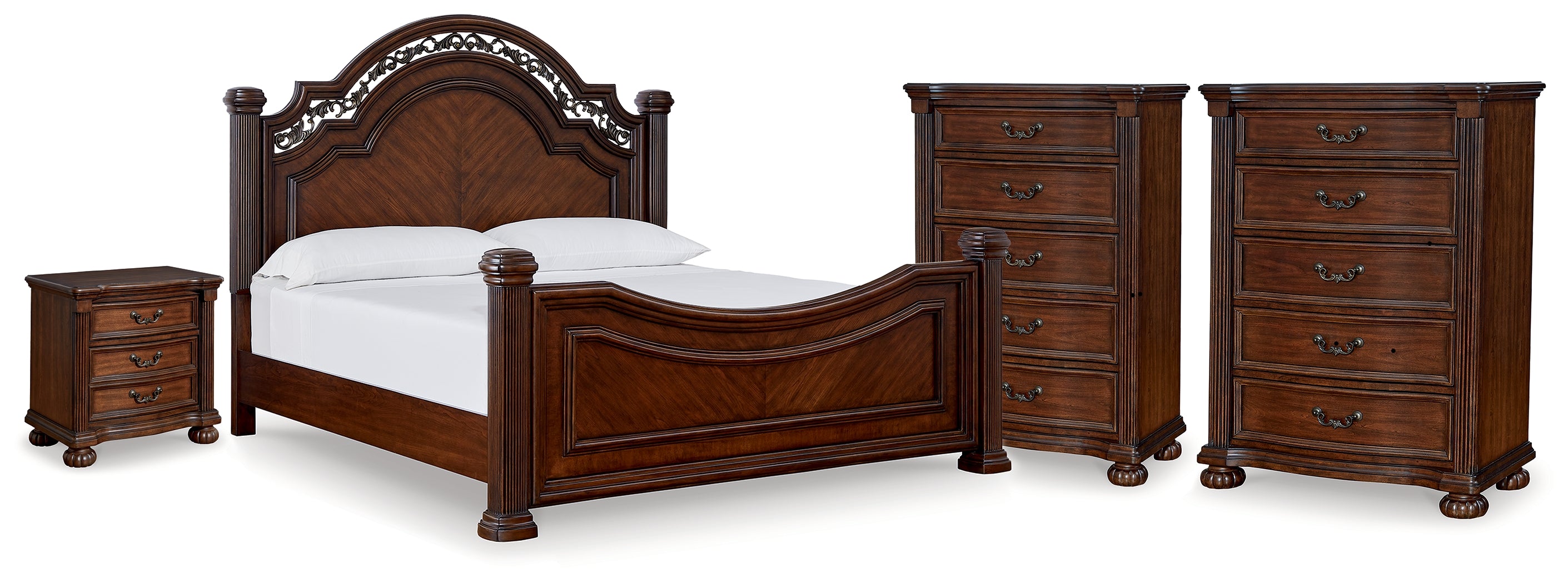 Best Deals Furniture - Ashley Furniture - Lavinton King Poster Bed - King Poster Bed, 2 Chests and Nightstand / Brown - B764B12