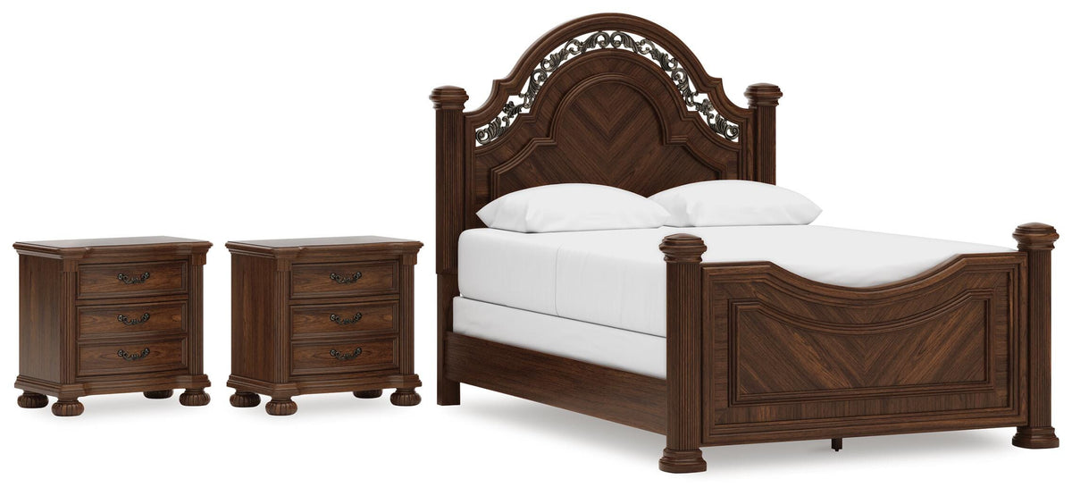 Best Deals Furniture - Ashley Furniture - Lavinton Queen Poster Bed and 2 Nightstands - Queen Poster Bed and 2 Nightstands - B764B22