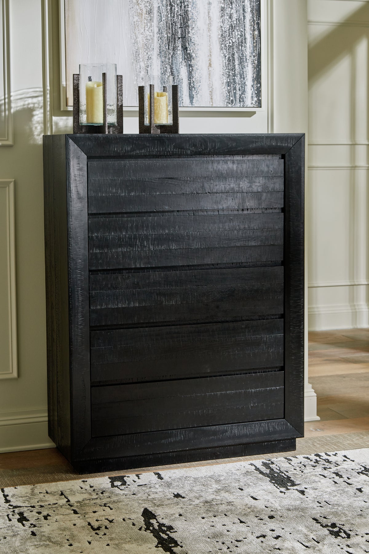 Best Deals Furniture - Ashley Furniture - Londer Chest of Drawers - Five Drawer Chest / Black - B768-46