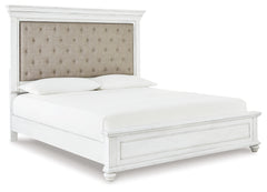 Kanwyn King Upholstered Panel Bed, Dresser and Nightstand