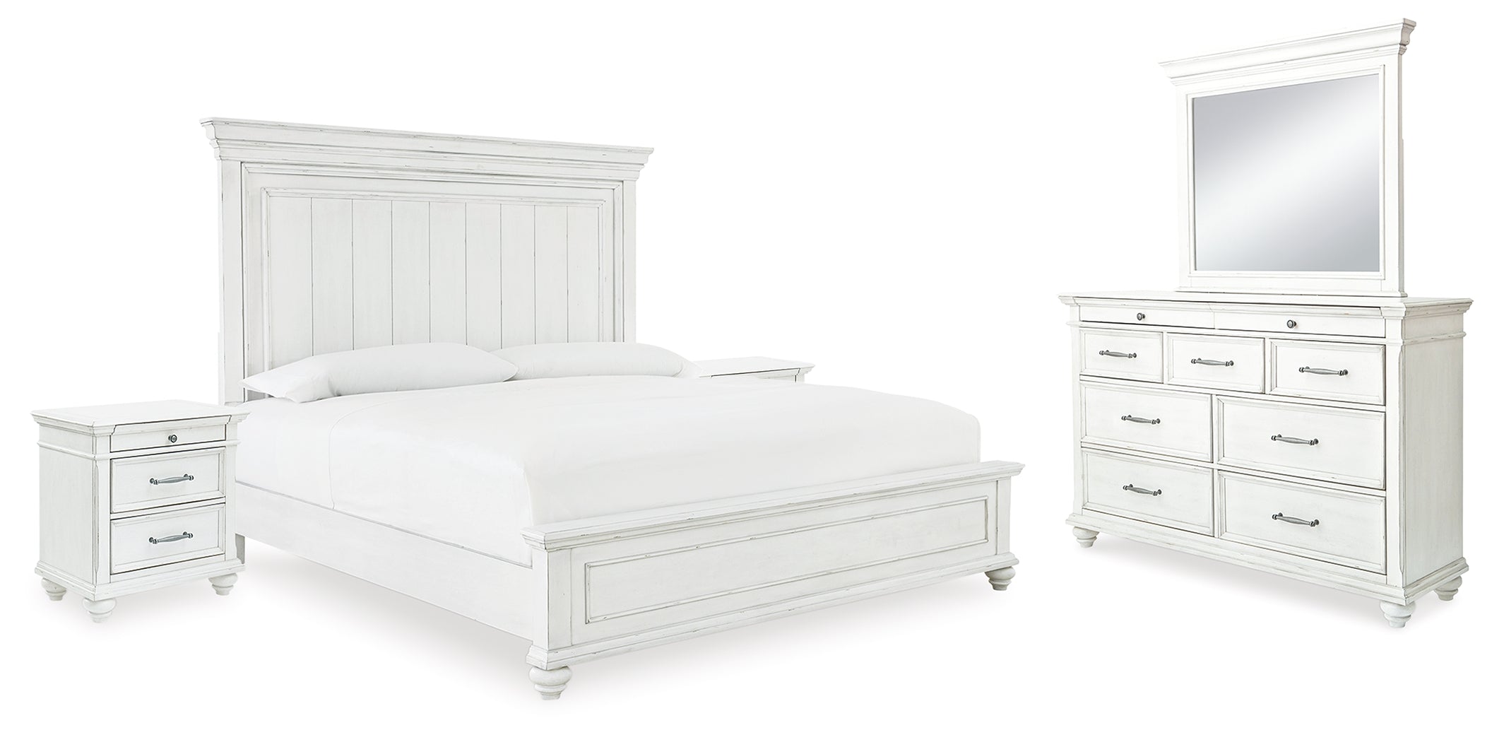 Best Deals Furniture - Ashley Furniture - Kanwyn Queen Panel Bed, Dresser, Mirror and 2 Nightstands - Queen Panel Bed, Dresser, Mirror and 2 Nightstands - B777B28