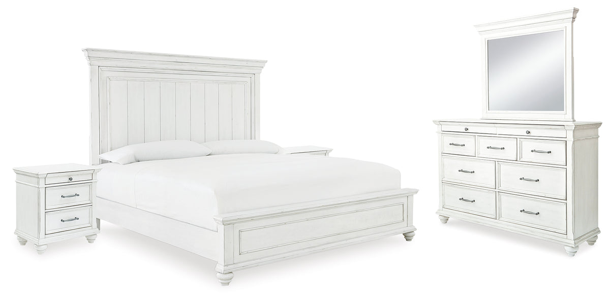 Best Deals Furniture - Ashley Furniture - Kanwyn Queen Panel Bed, Dresser, Mirror and 2 Nightstands - Queen Panel Bed, Dresser, Mirror and 2 Nightstands - B777B28