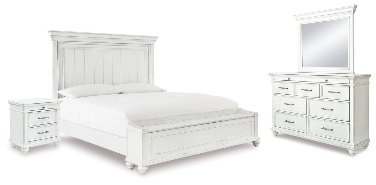 Best Deals Furniture - Ashley Furniture - Kanwyn Queen Panel Storage Bed, Dresser, Mirror and Nightstand - Queen Panel Storage Bed, Dresser, Mirror and Nightstand - B777B19