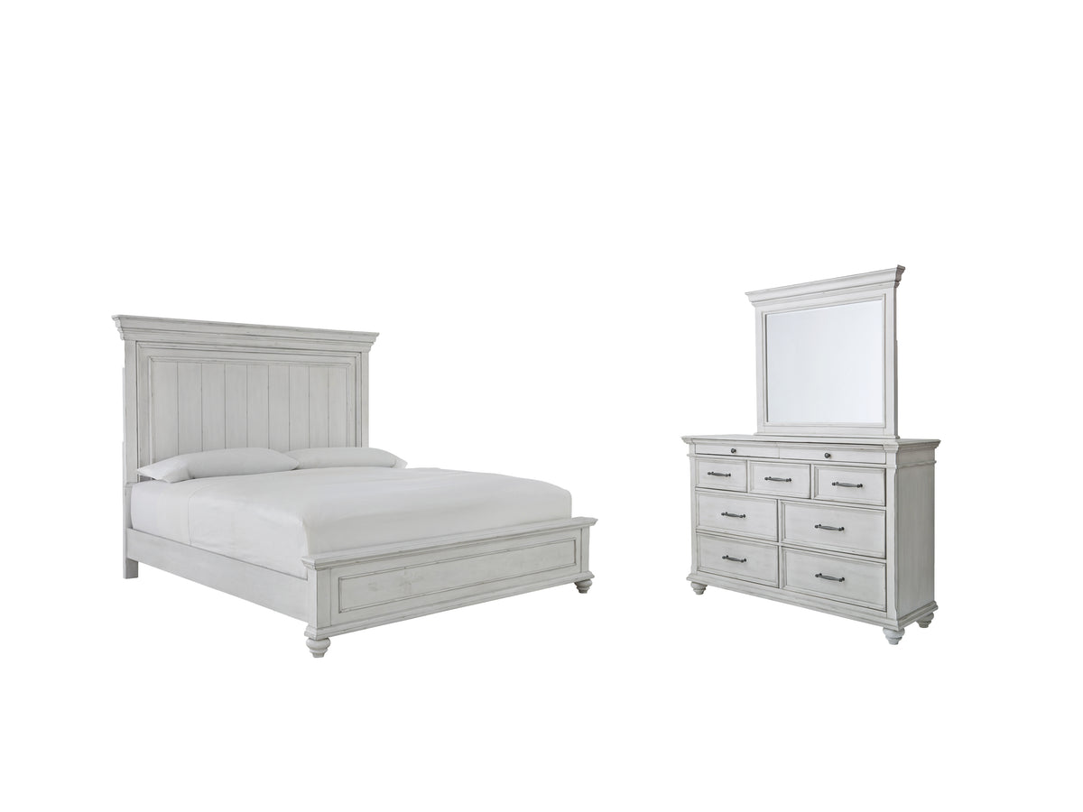 Best Deals Furniture - Ashley Furniture - Kanwyn King Panel Bed, Dresser and Mirror - King Panel Bed, Dresser and Mirror - B777B26
