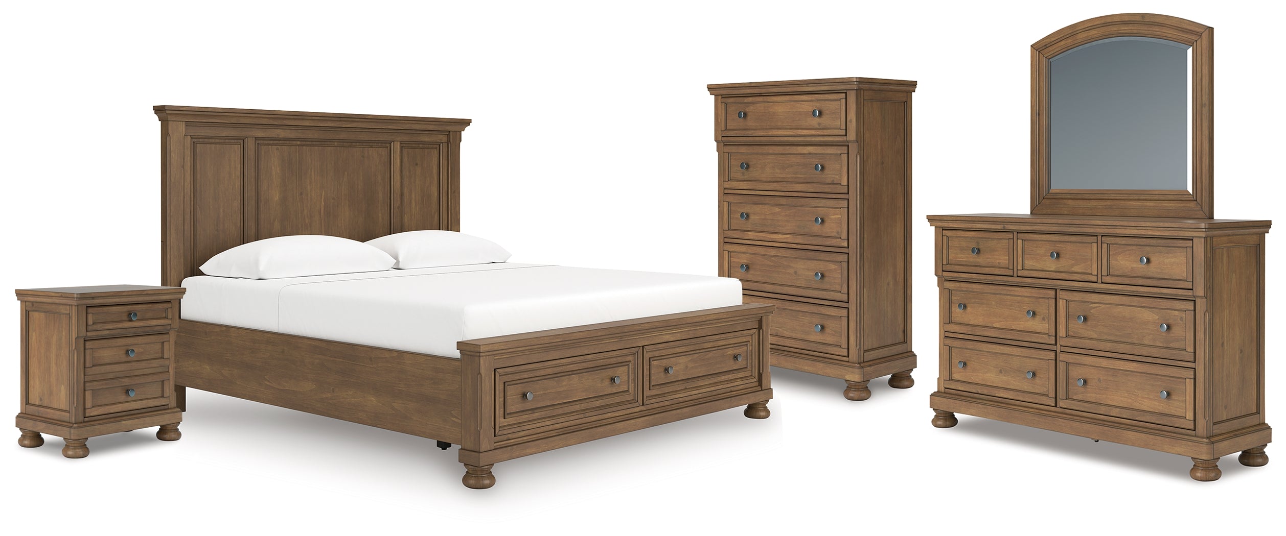 Best Deals Furniture - Ashley Furniture - Feddinger King Panel Storage Bed, Dresser, Mirror, Chest and Nightstand - King Panel Storage Bed, Dresser, Mirror, Chest and Nightstand - PCB779B17