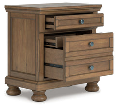 Best Deals Furniture - Ashley Furniture - Feddinger Nightstand - Two Drawer Night Stand / Medium Brown - PCB779-92