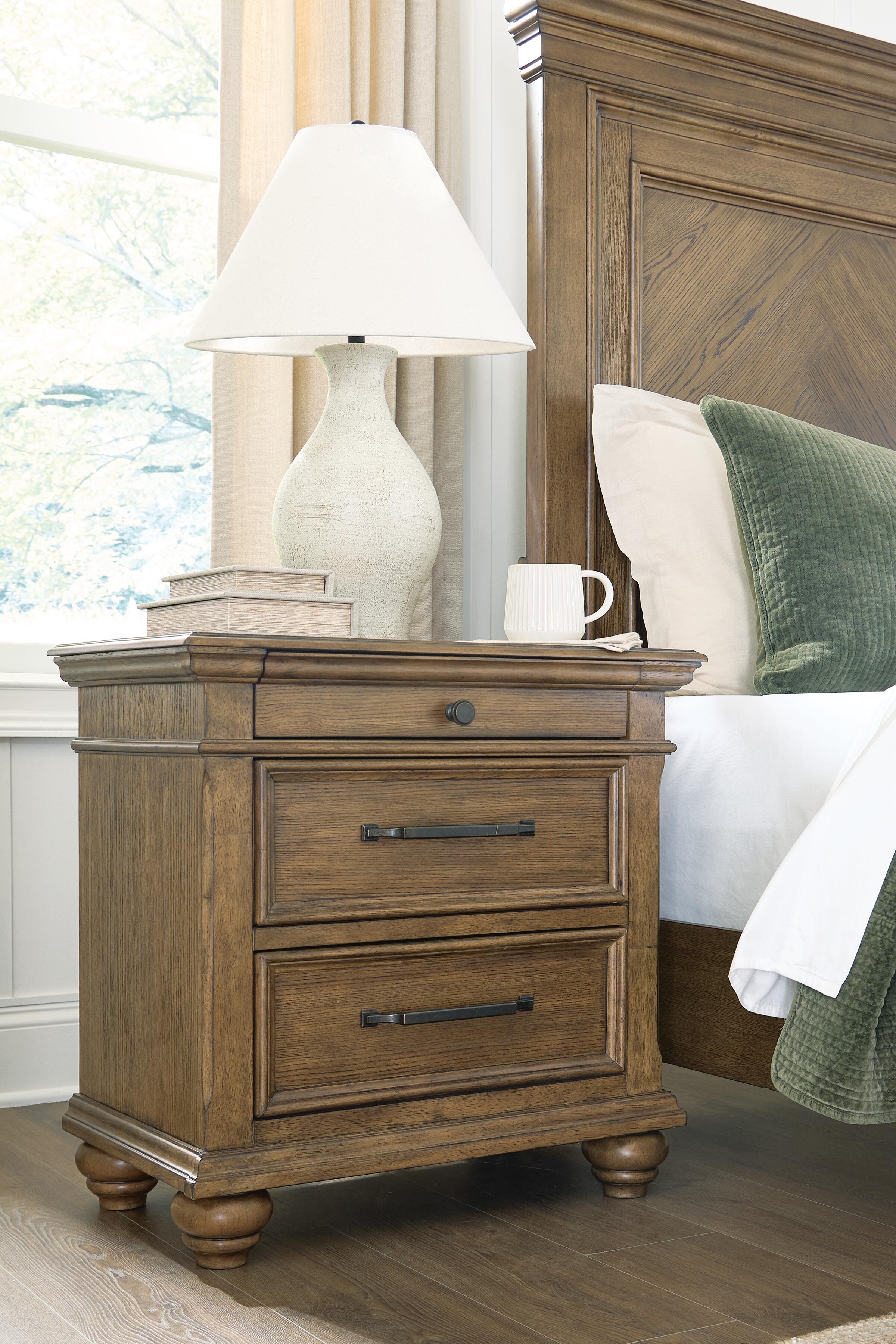 Best Deals Furniture - Ashley Furniture - Karallin Nightstand - Three Drawer Night Stand - PCB782-93