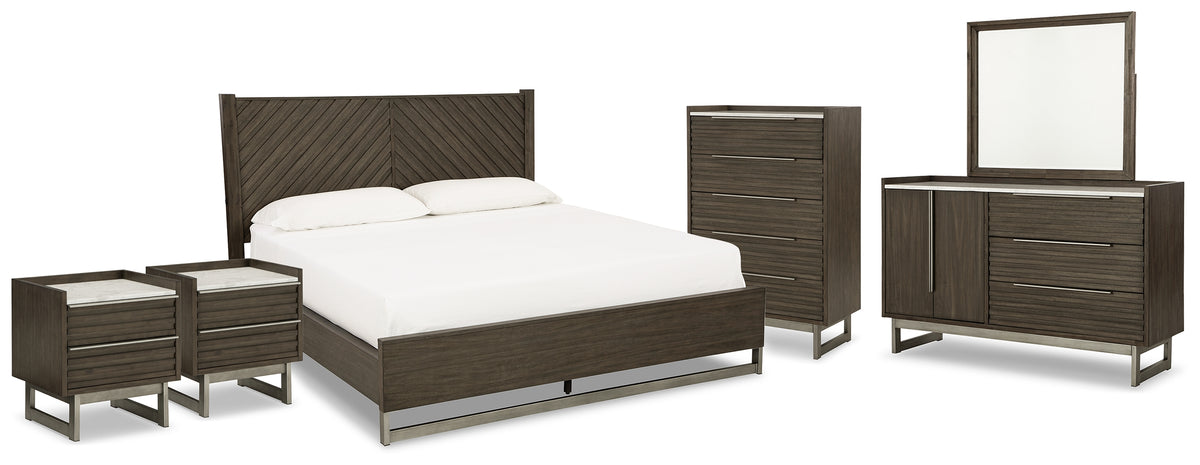 Best Deals Furniture - Ashley Furniture - Arkenton King Panel Bed, Dresser, Mirror, Chest and 2 Nightstands - King Panel Bed, Dresser, Mirror, Chest and 2 Nightstands - B786B10