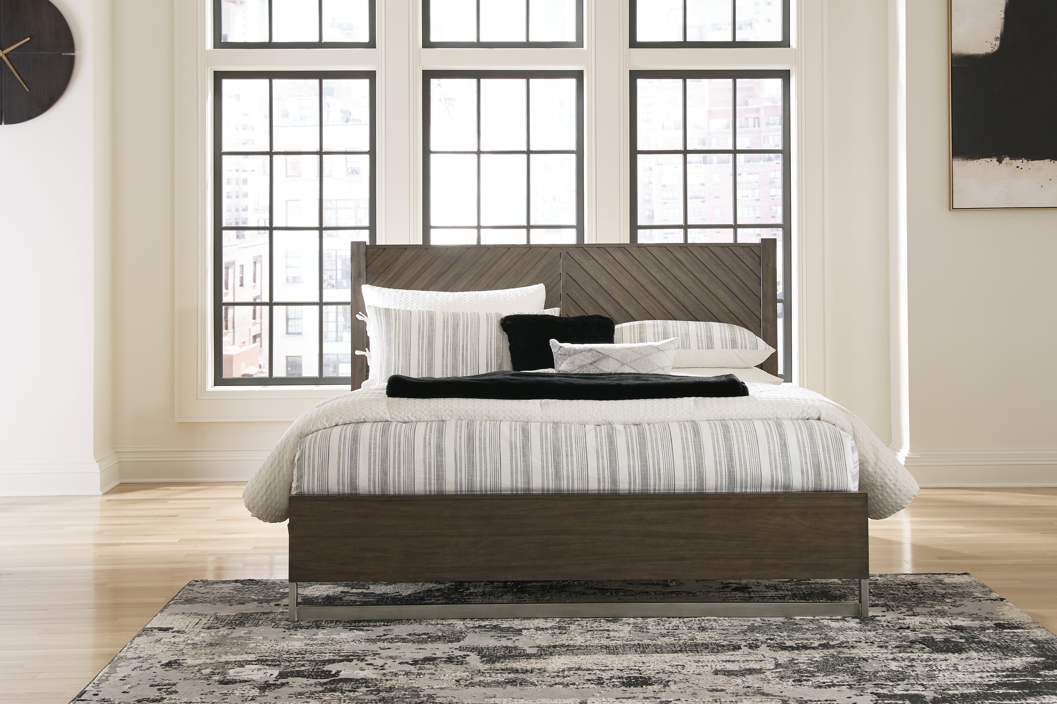 Best Deals Furniture - Ashley Furniture - Arkenton California King Panel Bed - California King Panel Bed / Grayish Brown - B786B5