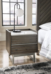 Best Deals Furniture - Ashley Furniture - Arkenton Nightstand - Two Drawer Night Stand / Grayish Brown/White - B786-92