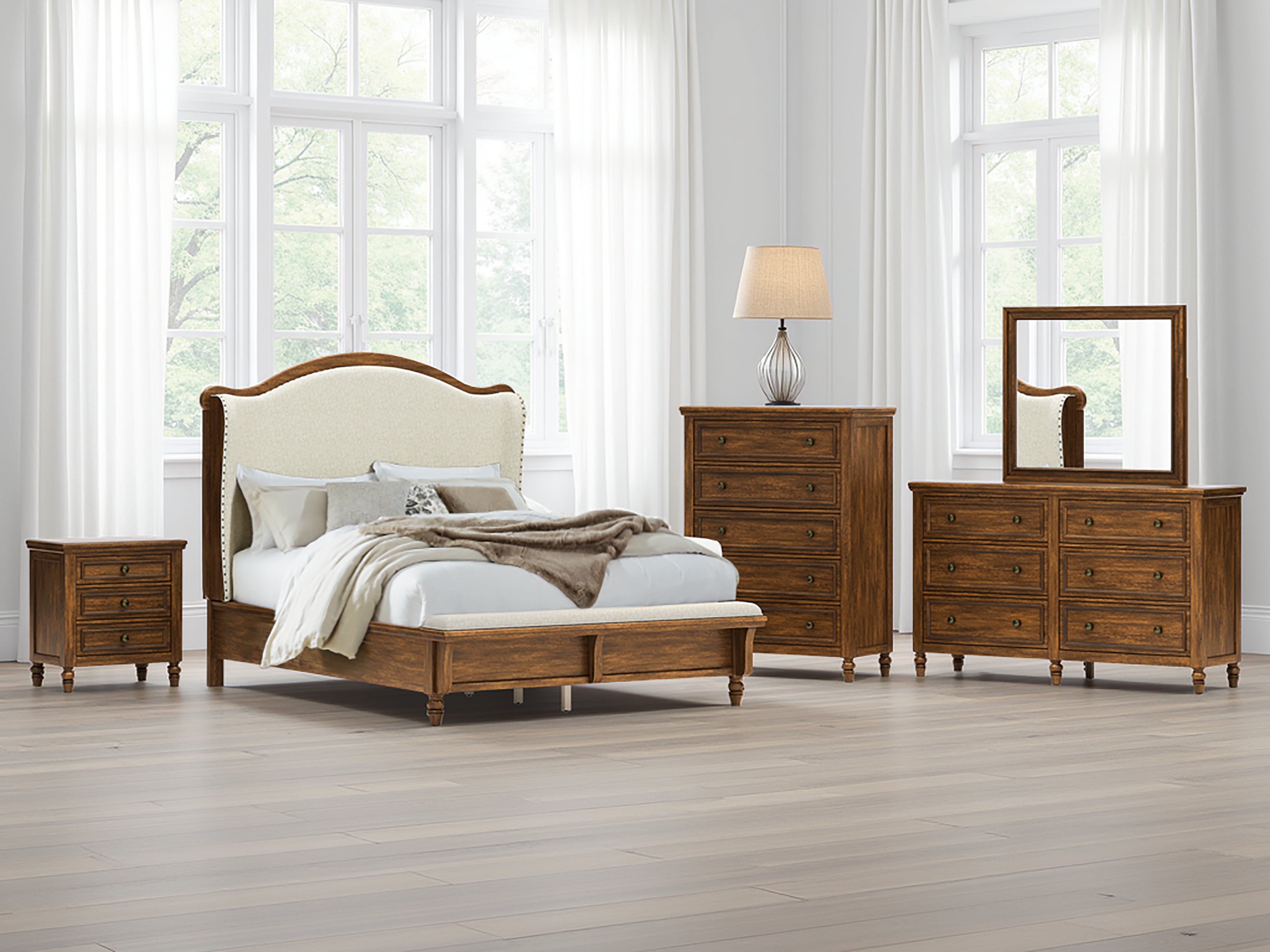 Best Deals Furniture - Ashley Furniture - Sturlayne Queen Upholstered Panel Bed - Queen Upholstered Panel Bed / Brown - B787B2
