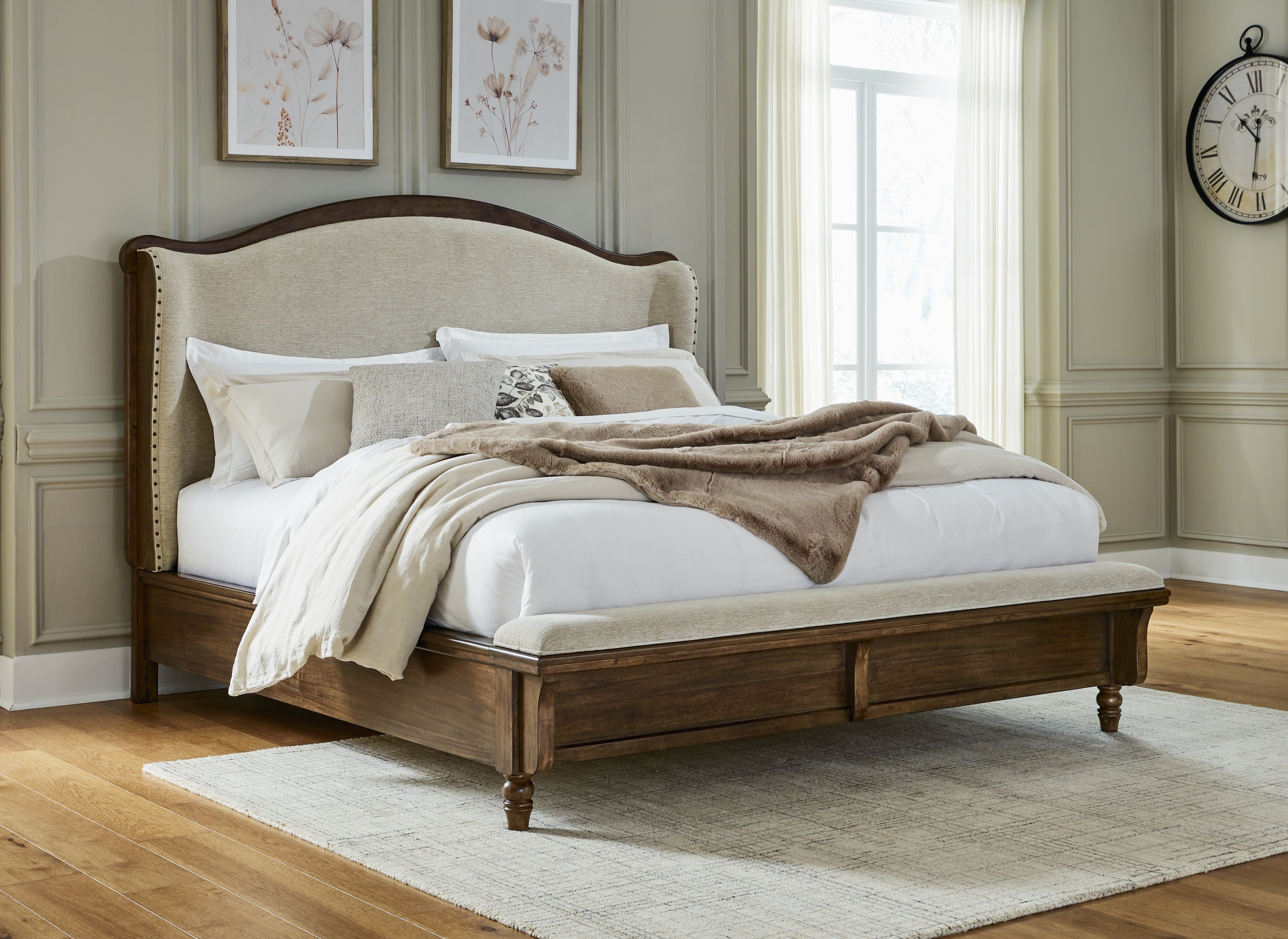 Best Deals Furniture - Ashley Furniture - Sturlayne King Upholstered Panel Bed - King Upholstered Panel Bed / Brown - B787B4