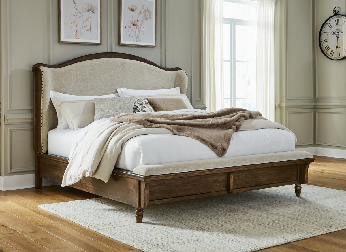 Best Deals Furniture - Ashley Furniture - Sturlayne King Upholstered Panel Bed - King Upholstered Panel Bed / Brown - B787B4