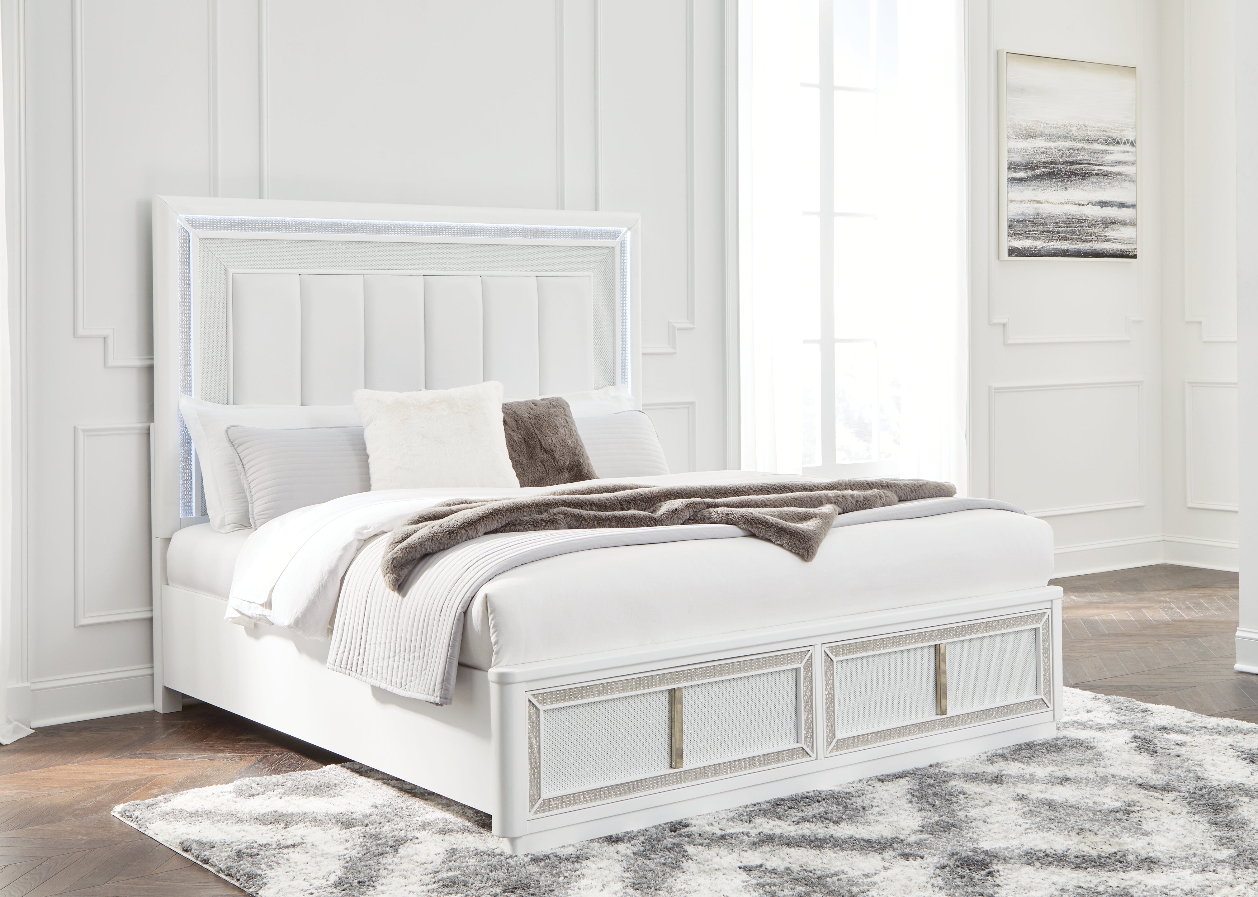 Best Deals Furniture - Ashley Furniture - Chalanna California King Upholstered Storage Bed - California King Upholstered Storage Bed - B822B5