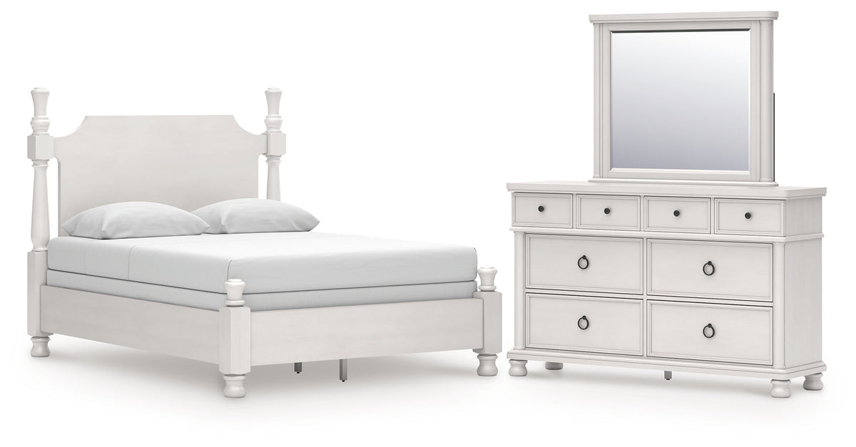 Best Deals Furniture - Ashley Furniture - Rowlenstown Queen Poster Bed, Dresser and Mirror - Queen Poster Bed, Dresser and Mirror - PCB823B3