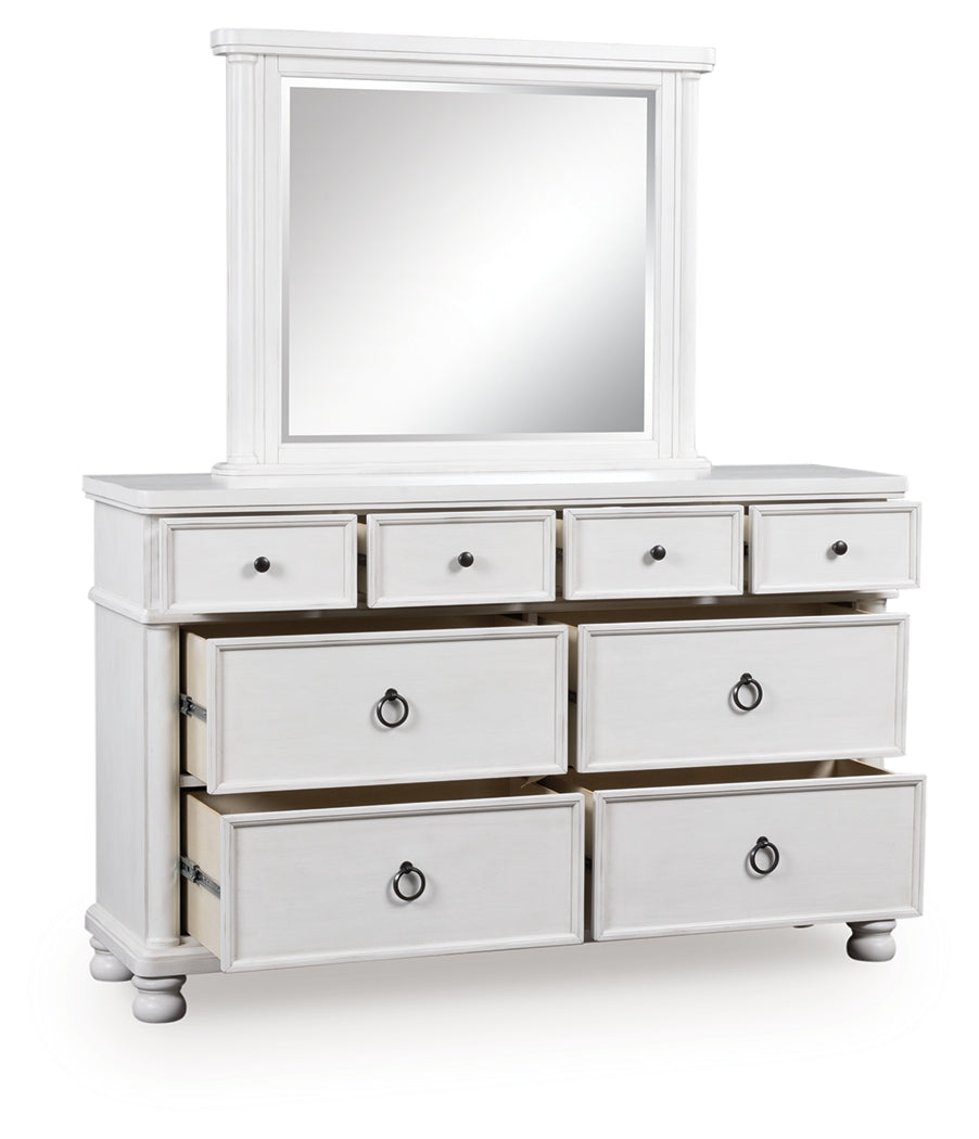 Best Deals Furniture - Ashley Furniture - Rowlenstown Dresser and Mirror - Dresser and Mirror / Antique White - PCB823B1