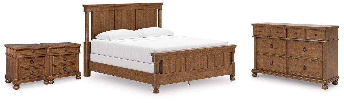 Best Deals Furniture - Ashley Furniture - Rowlenstown King Poster Bed, Dresser and 2 Nightstands - King Poster Bed, Dresser and 2 Nightstands - PCB824B6