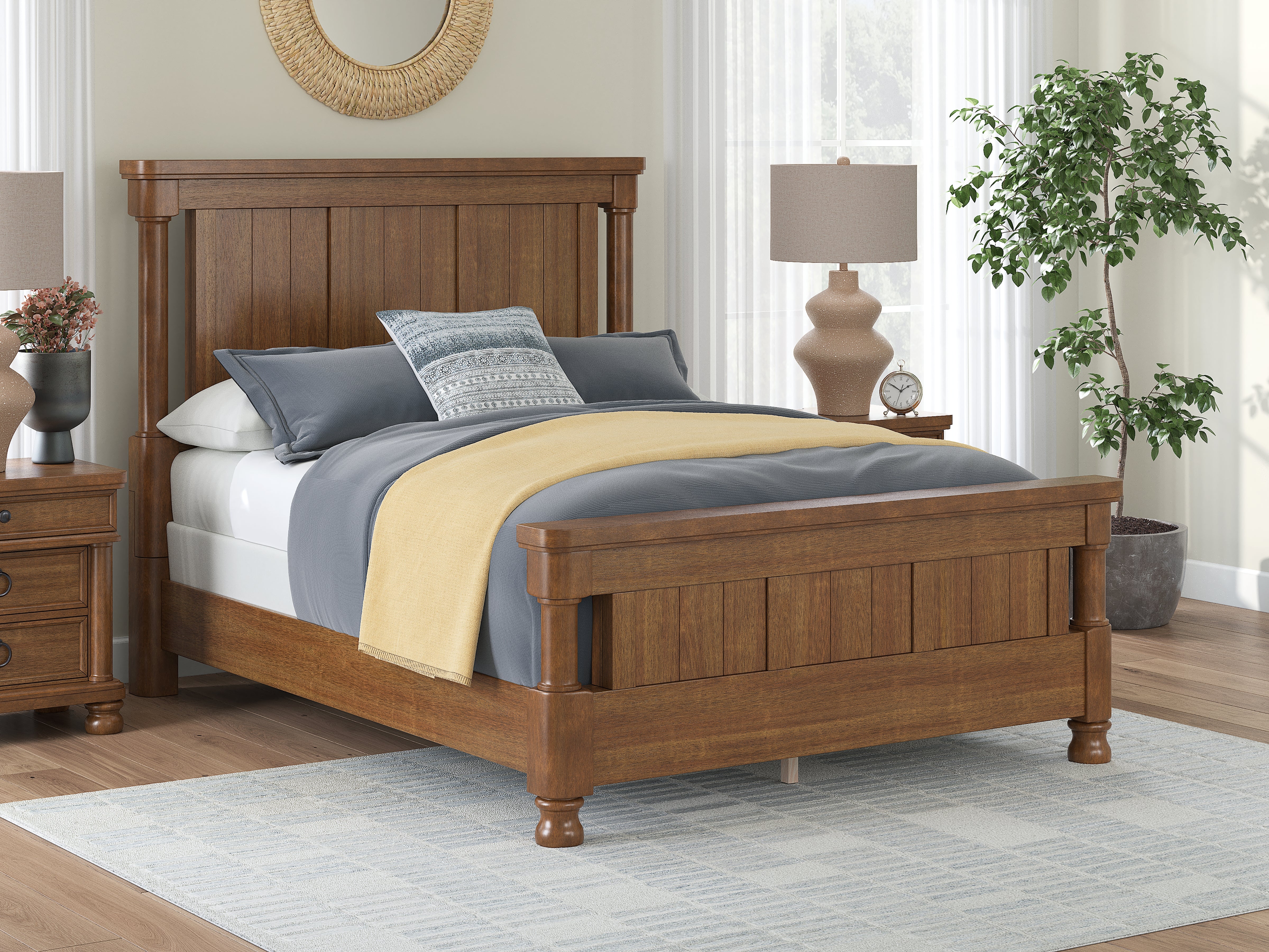 Best Deals Furniture - Ashley Furniture - Rowlenstown Queen Poster Bed - Queen Poster Bed / Brown - PCB824B2