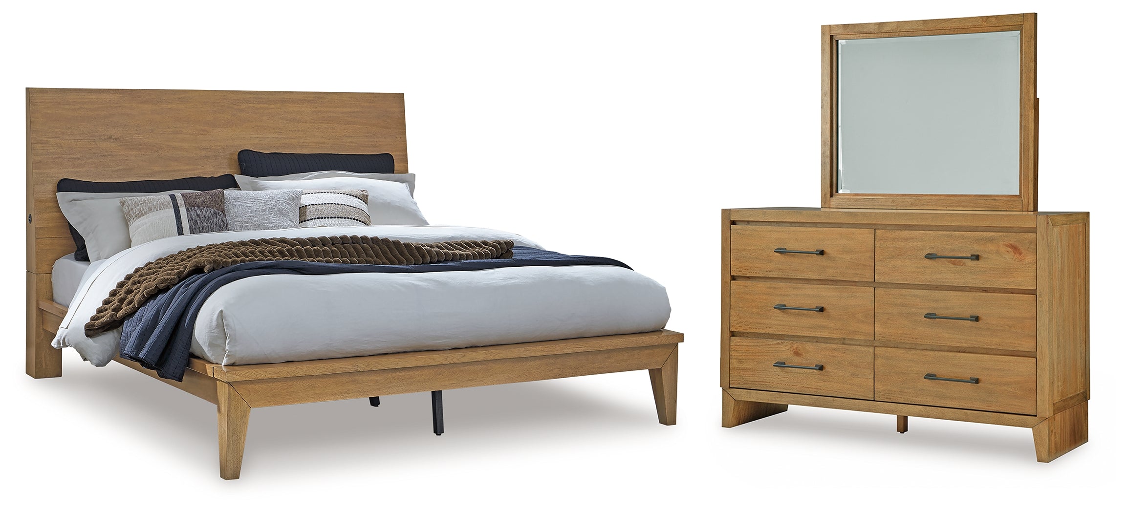 Best Deals Furniture - Ashley Furniture - Sherbana Queen Panel Bed, Dresser and Mirror - Queen Panel Bed, Dresser and Mirror - B833B3