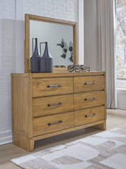 Best Deals Furniture - Ashley Furniture - Sherbana Dresser and Mirror - Dresser and Mirror / Light Brown - B833B1