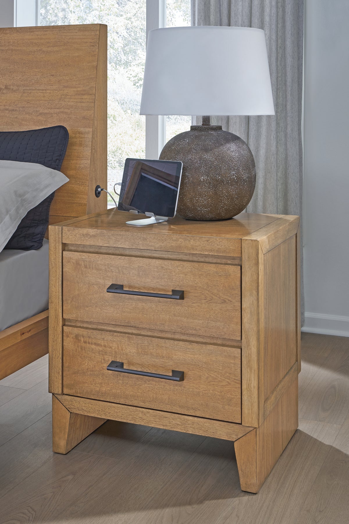 Best Deals Furniture - Ashley Furniture - Sherbana Nightstand - Two Drawer Night Stand / Light Brown - B833-92