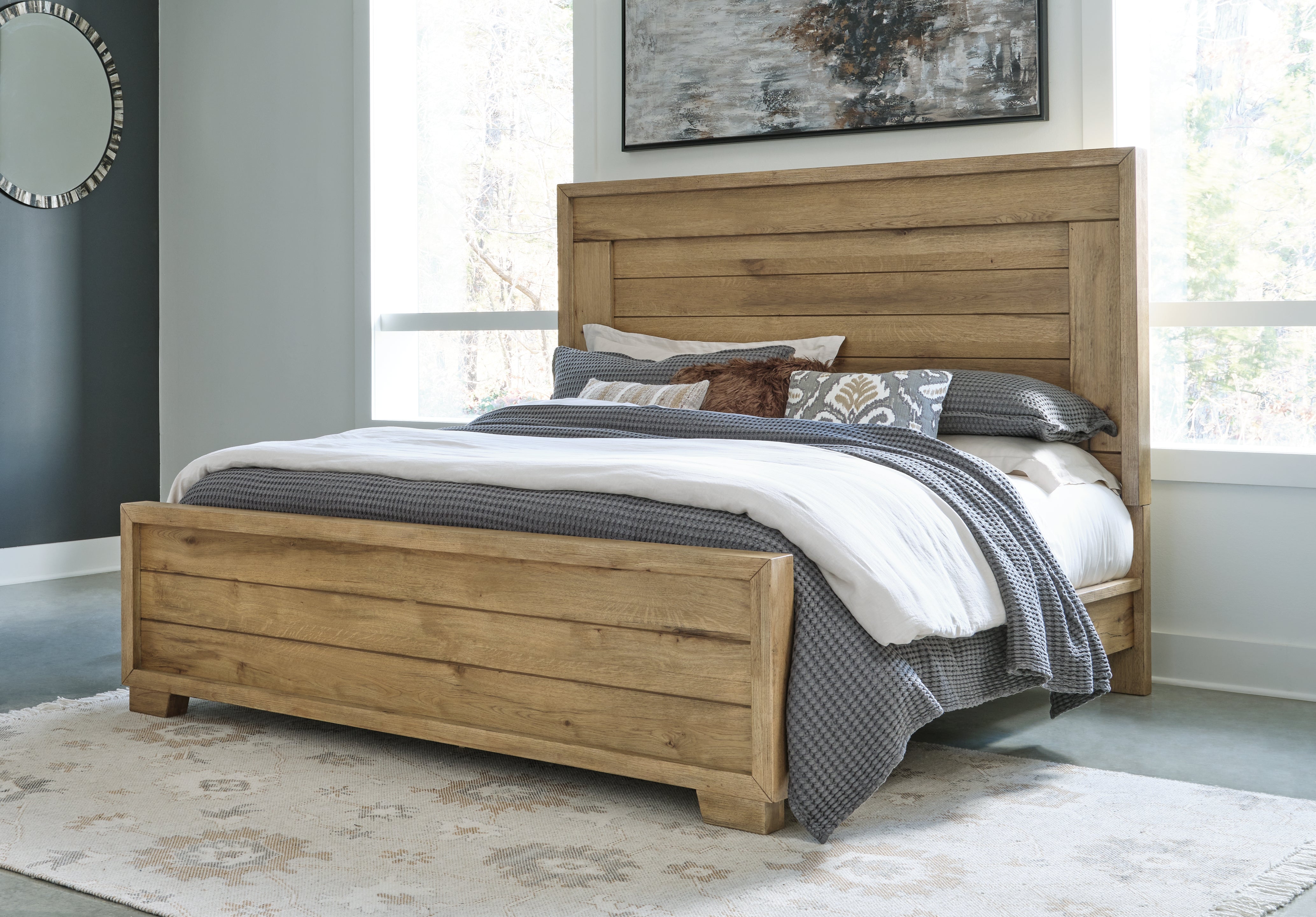 Best Deals Furniture - Ashley Furniture - Galliden Bedroom - King Panel Bed / Light Brown - B841B4