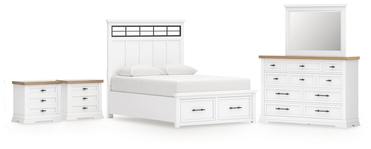Best Deals Furniture - Ashley Furniture - Ashbryn Queen Panel Storage Bed, Dresser, Mirror and 2 Nightstands - Queen Panel Storage Bed, Dresser, Mirror and 2 Nightstands - B844B11