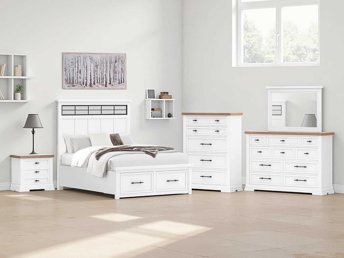Best Deals Furniture - Ashley Furniture - Ashbryn Queen Panel Storage Bed - Queen Panel Storage Bed / White/Natural - B844B2