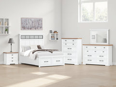 Best Deals Furniture - Ashley Furniture - Ashbryn Queen Panel Storage Bed - Queen Panel Storage Bed / White/Natural - B844B2