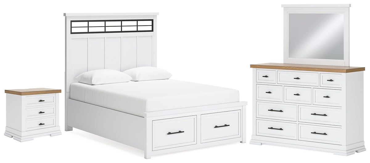 Best Deals Furniture - Ashley Furniture - Ashbryn Queen Storage Bed, Dresser, Mirror and Nightstand - Queen Storage Bed, Dresser, Mirror and Nightstand - B844B8