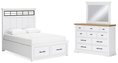 Best Deals Furniture - Ashley Furniture - Ashbryn Queen Panel Storage Bed, Dresser and Mirror - Queen Panel Storage Bed, Dresser and Mirror - B844B3