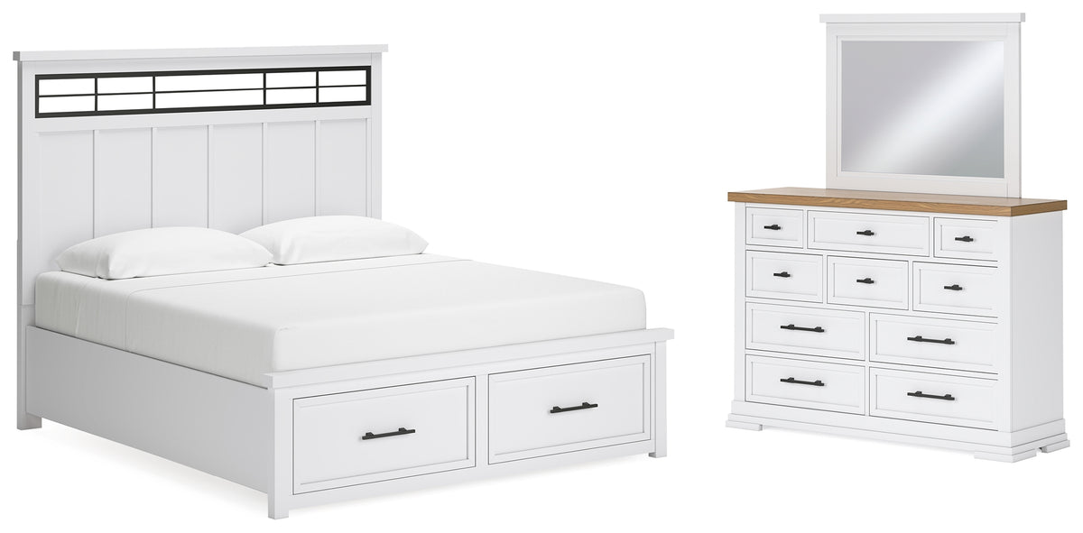 Best Deals Furniture - Ashley Furniture - Ashbryn King Panel Storage Bed, Dresser and Mirror - King Panel Storage Bed, Dresser and Mirror - B844B6