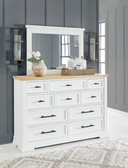 Best Deals Furniture - Ashley Furniture - Ashbryn Dresser and Mirror - Dresser and Mirror / White/Natural - B844B1