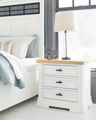 Best Deals Furniture - Ashley Furniture - Ashbryn Nightstand - Three Drawer Night Stand / White/Natural - B844-93