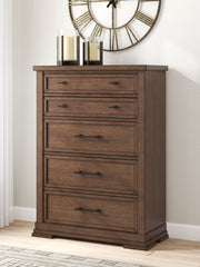 Best Deals Furniture - Ashley Furniture - Taffenbrook Chest of Drawers - Five Drawer Chest / Medium Brown - B849-46