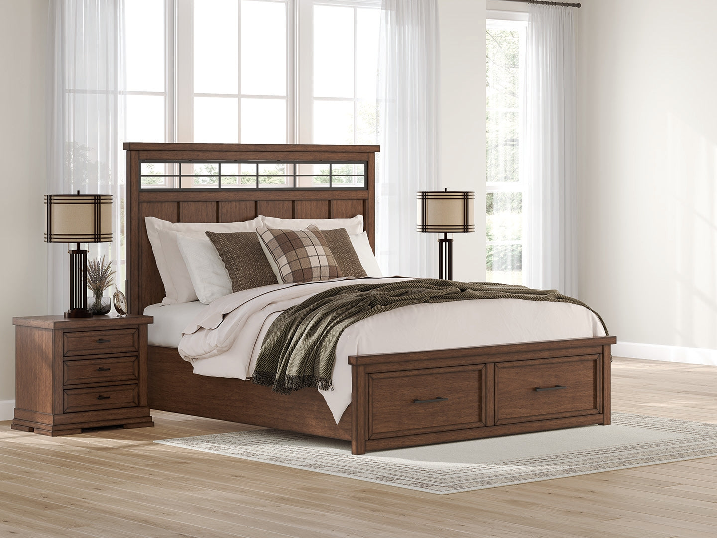 Best Deals Furniture - Ashley Furniture - Taffenbrook California King Panel Storage Bed - California King Panel Storage Bed / Medium Brown - B849B5