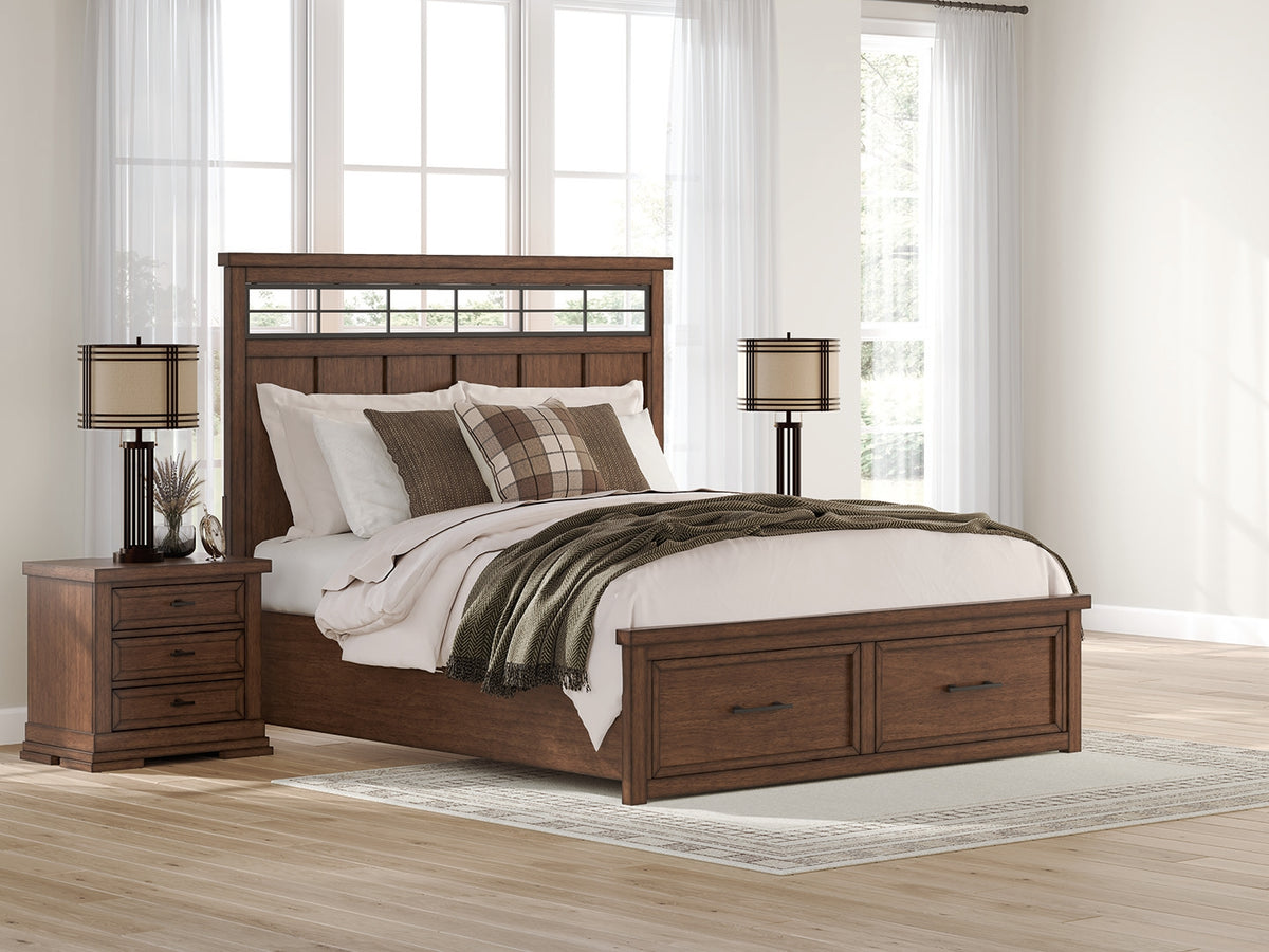 Best Deals Furniture - Ashley Furniture - Taffenbrook California King Panel Storage Bed - California King Panel Storage Bed / Medium Brown - B849B5
