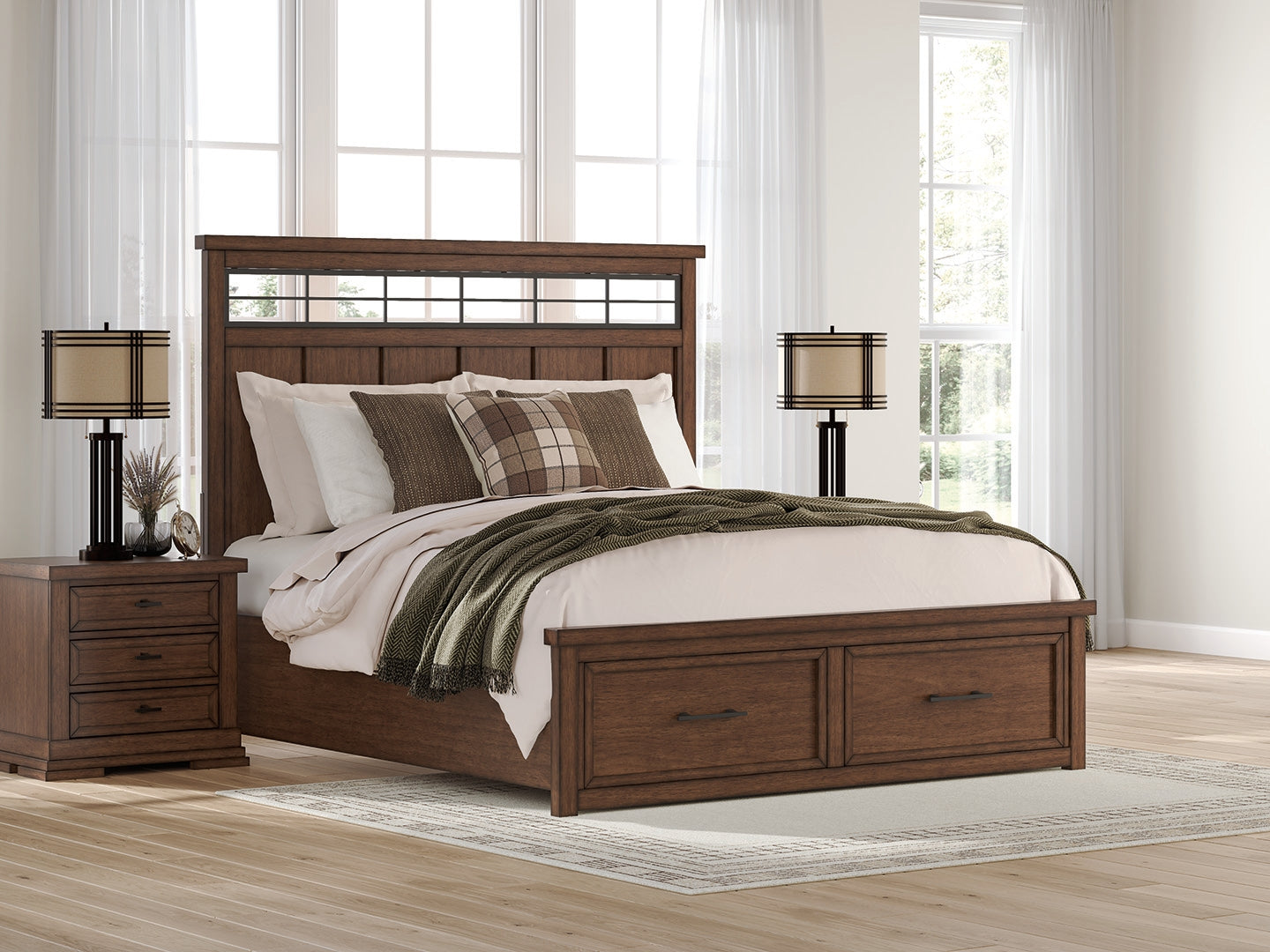 Best Deals Furniture - Ashley Furniture - Taffenbrook King Panel Storage Bed - King Panel Storage Bed / Medium Brown - B849B4
