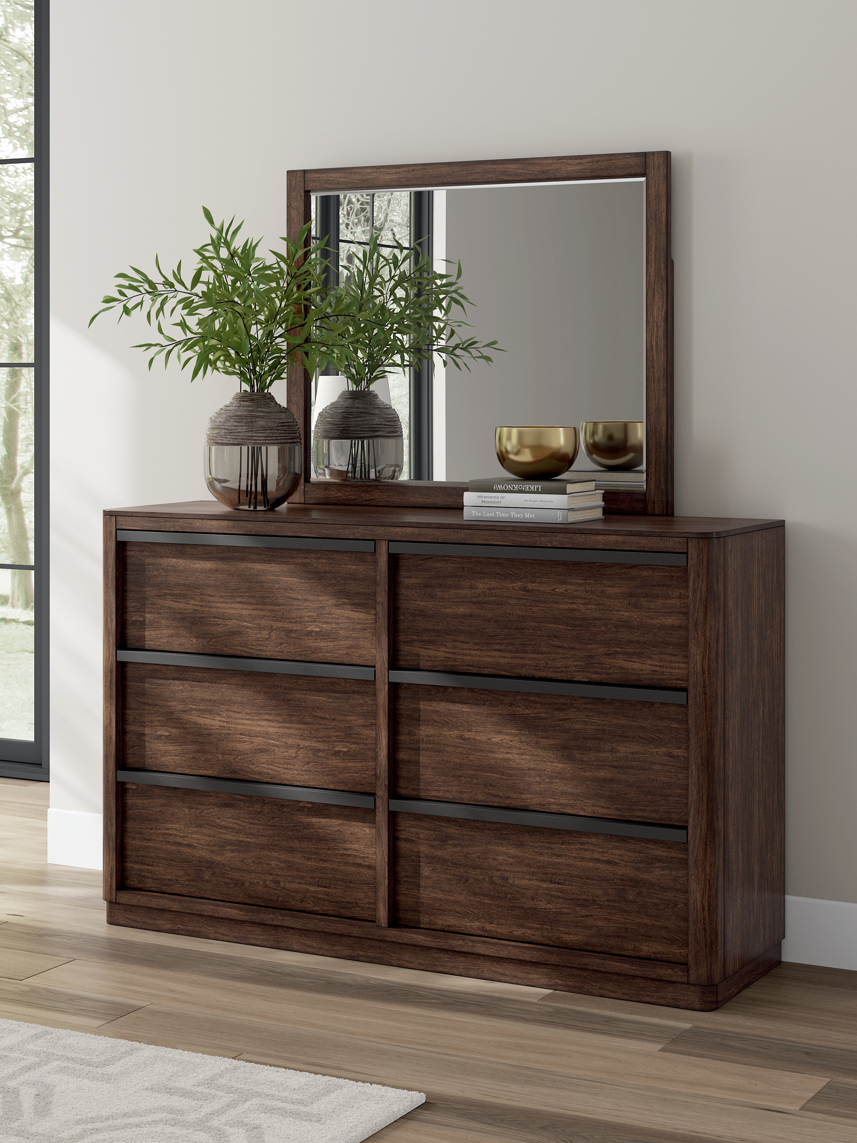 Best Deals Furniture - Ashley Furniture - Dilenno Dresser and Mirror - Dresser and Mirror / Dark Brown - PCB857B1